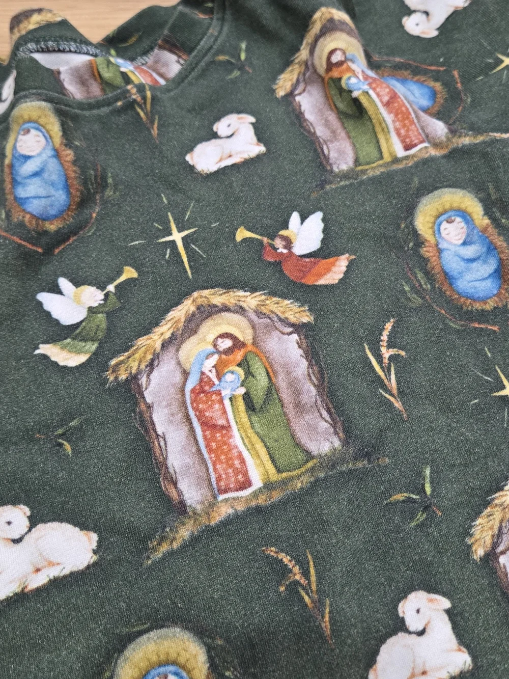 Holy Pals Kids Dark Green Nativity Print Pajama Set Size 6